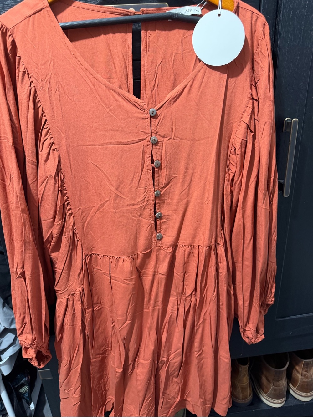Rust Orange V-Neck Button Front Women’s Romper